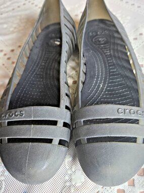 Crocs Adrina II Women’s Flats Size 9 Gray Green Sheer Mesh Slip-On Comfort Shoes